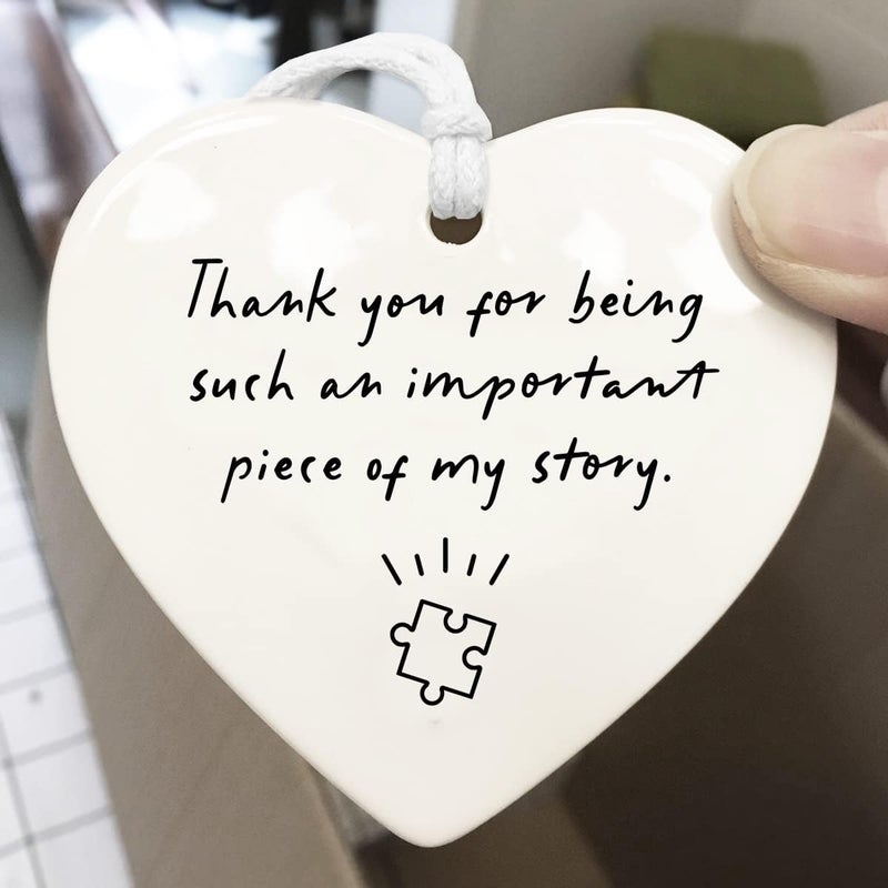 WCDHOR Thank You for Being Such An Important Piece Of My Story, Thank You Gift, Teacher Keepsake, Leaving Gift, Nurse Gift, Ceramic Heart Keepsake, Hanging Decoration Teacher Teaching Assistant Gift - Image 3